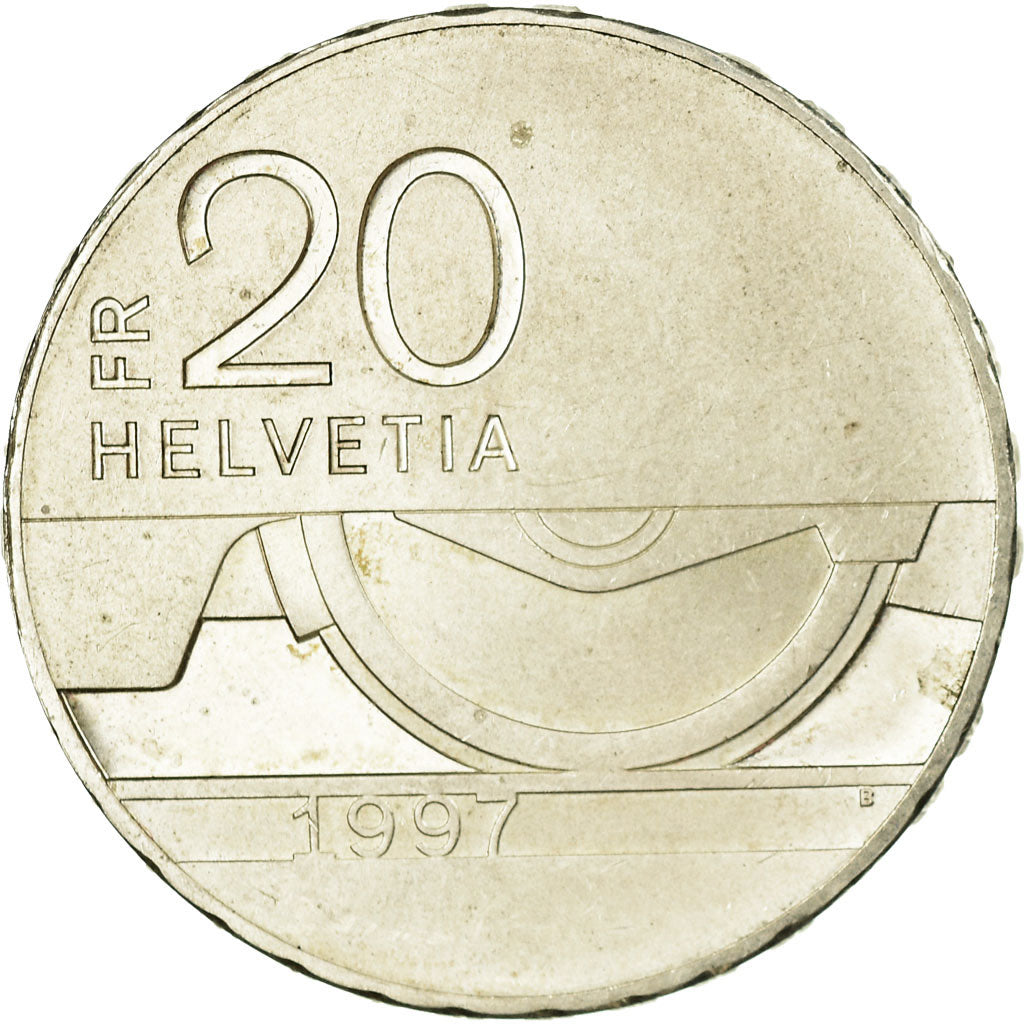 Coin, Switzerland, 20 Francs, 1997, AU(55-58), Silver, KM:78
