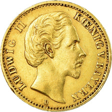 Coin, German States, BAVARIA, Ludwig II, 10 Mark, 1875, Munich, EF(40-45), Gold