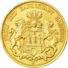 Moneta, Landy niemieckie, HAMBURG, 20 Mark, 1893, Hamburg, AU(55-58), Złoto