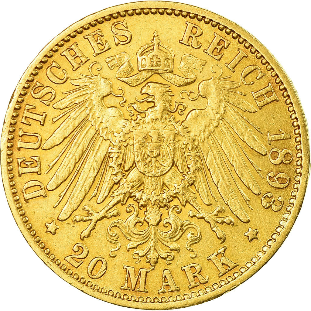Moneda, Estados alemanes, HAMBURG, 20 Mark, 1893, Hamburg, EBC, Oro, KM:618