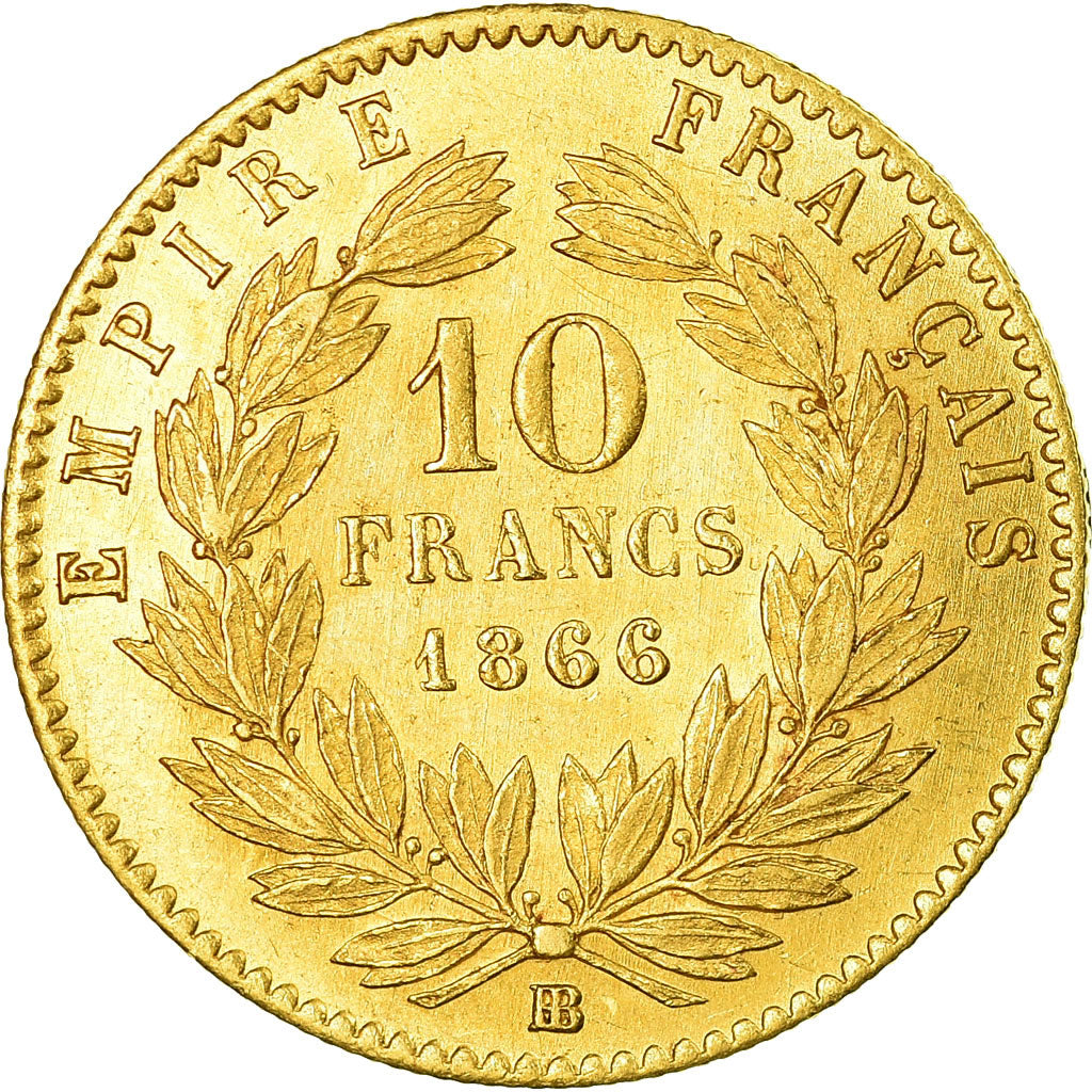 Moeda, França, Napoleon III, Napoléon III, 10 Francs, 1866, Strasbourg