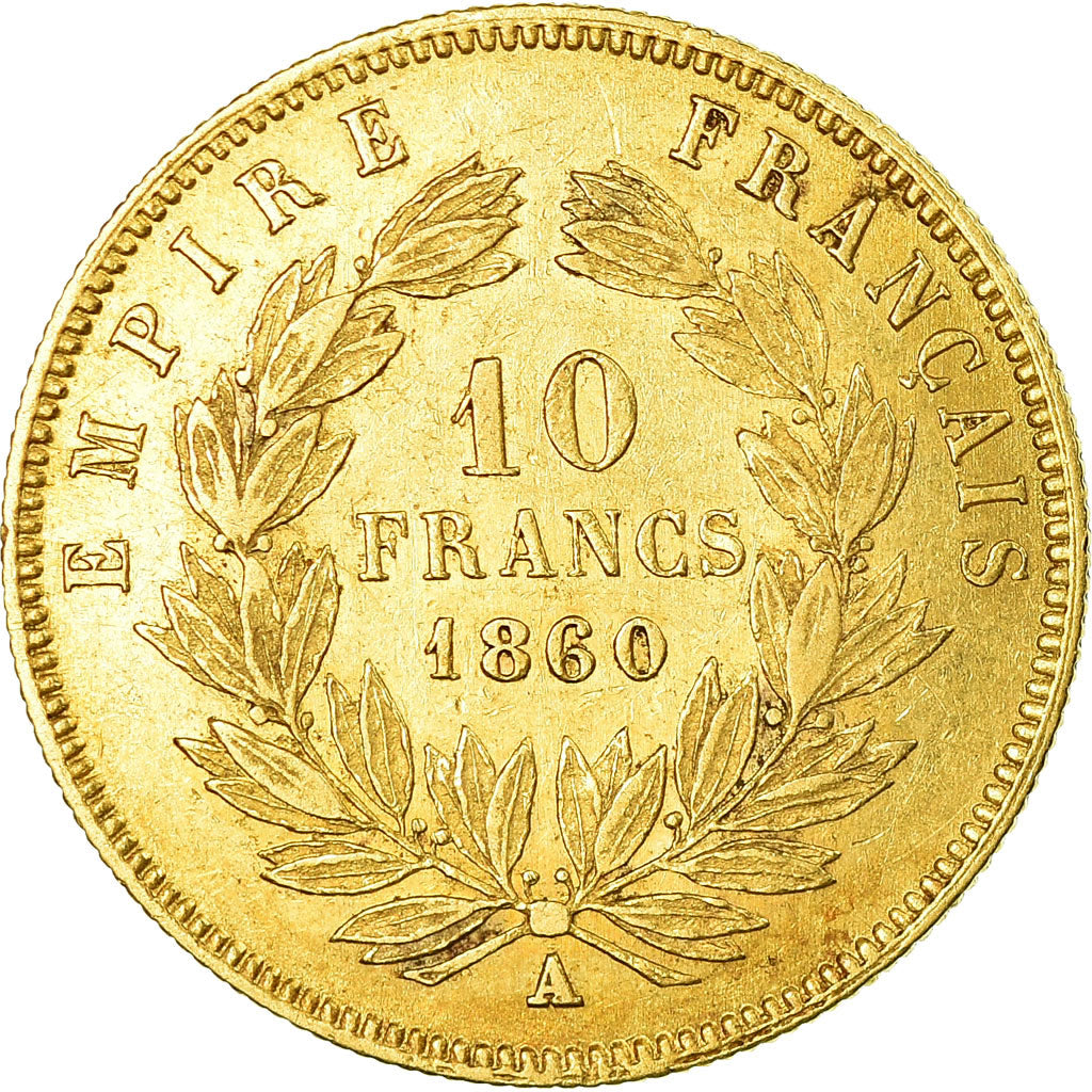 Coin, France, Napoleon III, 10 Francs, 1860, Paris, VF(30-35), Gold