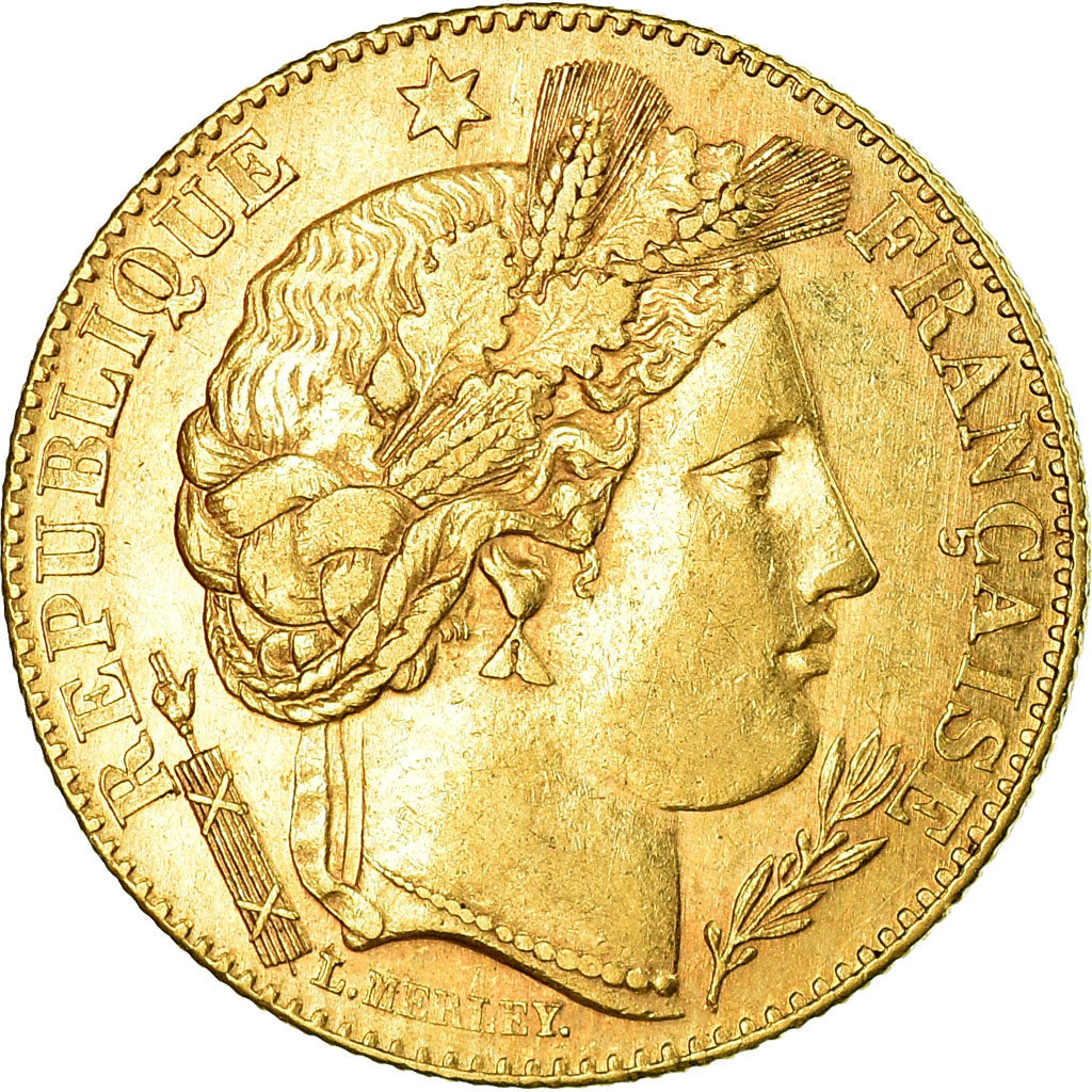 Moneta, Francja, Cérès, 10 Francs, 1896, Paris, AU(50-53), Złoto, KM:830