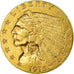 Coin, United States, Indian Head, $2.50, Quarter Eagle, 1915, U.S. Mint