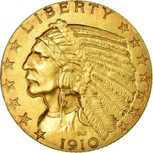 Moeda, Estados Unidos da América, Indian Head, $5, Half Eagle, 1910, U.S. Mint