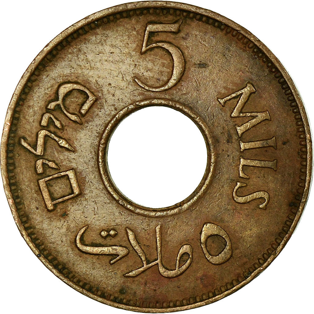 Coin, Palestine, 5 Mils, 1942, AU(55-58), Bronze, KM:3a