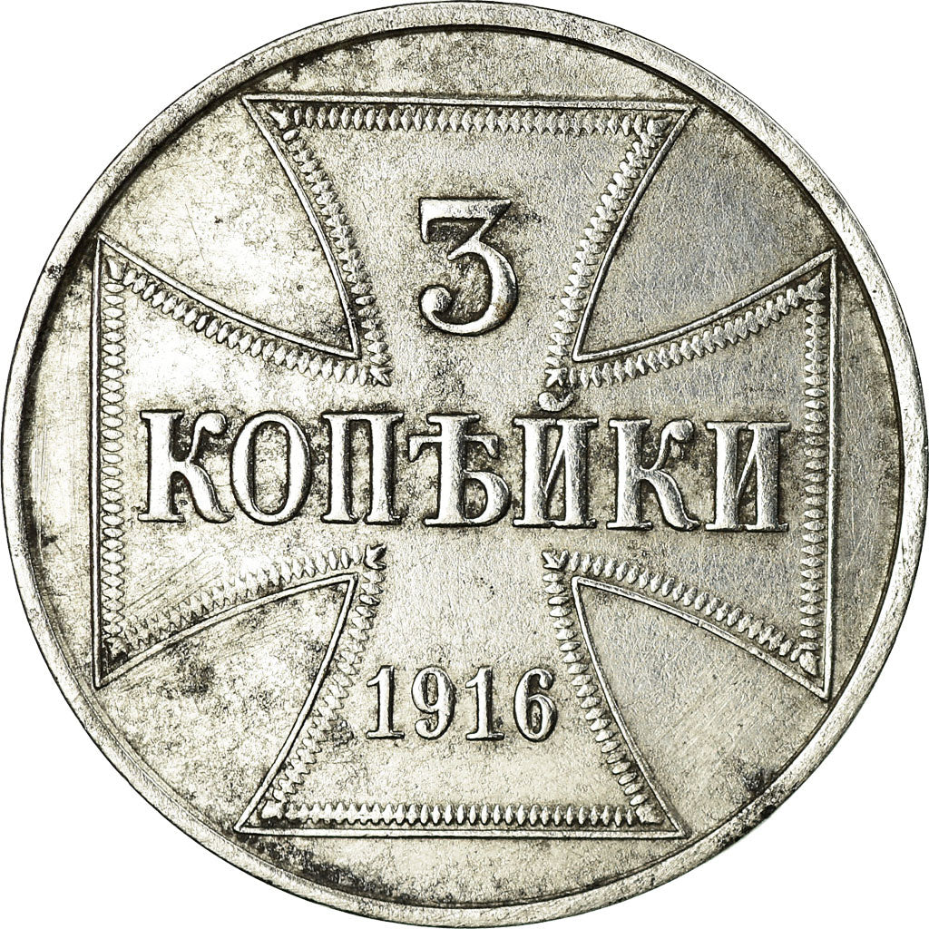 Coin, GERMANY - EMPIRE, Wilhelm II, 3 Kopeks, 1916, Hambourg, AU(55-58), Iron