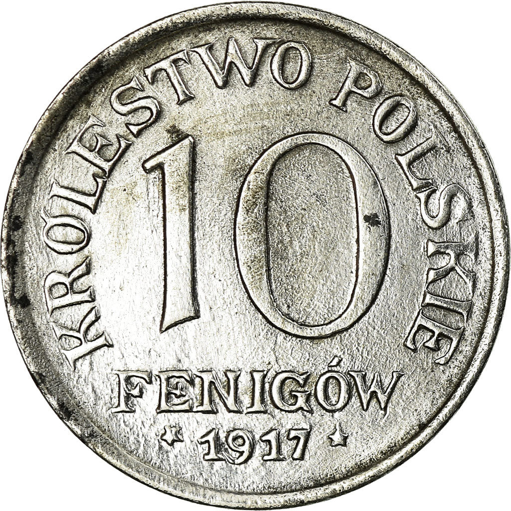 Coin, Poland, 10 Fenigow, 1917, Stuttgart, Germany, AU(50-53), Iron, KM:6