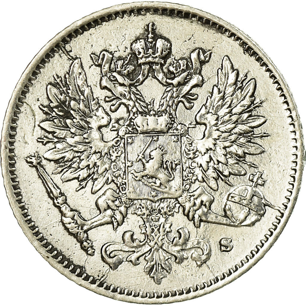 Coin, Finland, Nicholas II, 25 Penniä, 1916, AU(55-58), Silver, KM:6.2