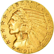 Coin, United States, Indian Head, $5, Half Eagle, 1911, U.S. Mint, Philadelphia
