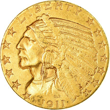 Moneda, Estados Unidos, Indian Head, $5, Half Eagle, 1911, U.S. Mint