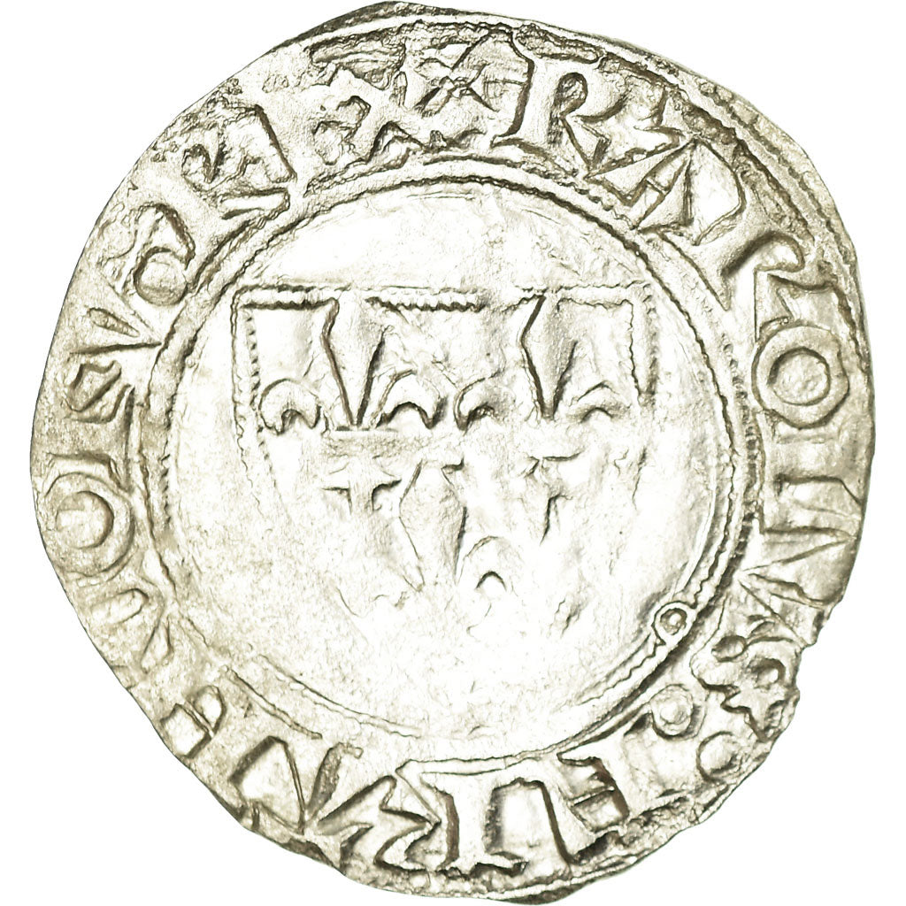 Monnaie, France, Charles VI, Blanc, Angers, TB+, Billon, Duplessy:377A