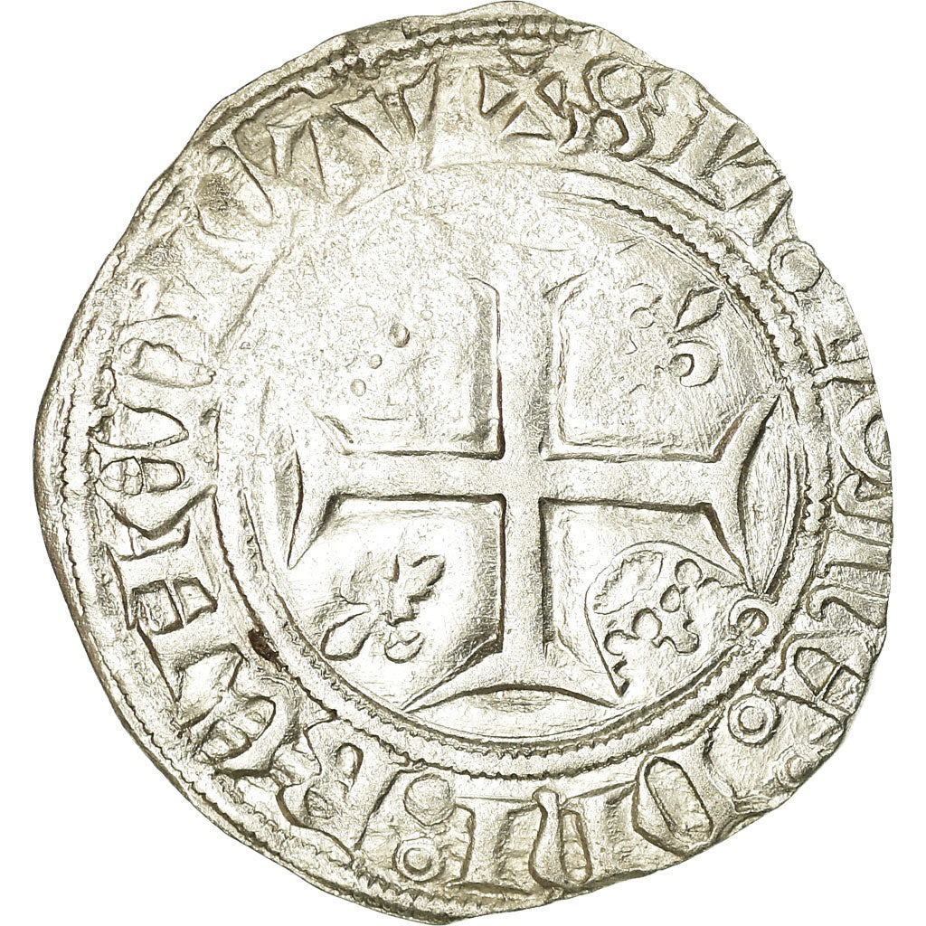 Monnaie, France, Charles VI, Blanc, Angers, TB+, Billon, Duplessy:377A