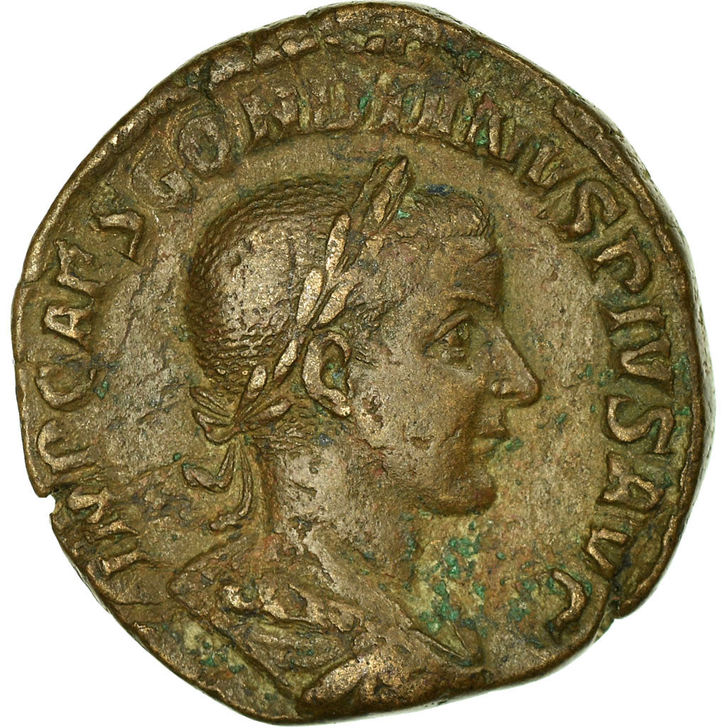 Coin, Gordian III, Sestertius, Rome, VF(30-35), Copper, RIC:77
