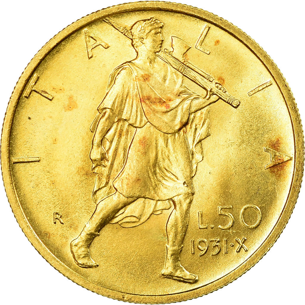 Italy, Vittorio Emanuele III, 50 Lire, 1931, Rome, MS(63), Gold, KM:71