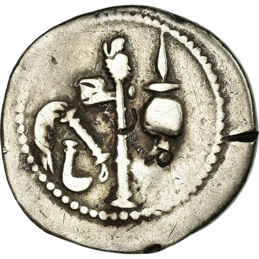 Moeda, Julius Caesar, Denarius, VF(20-25), Prata, Crawford:443/1