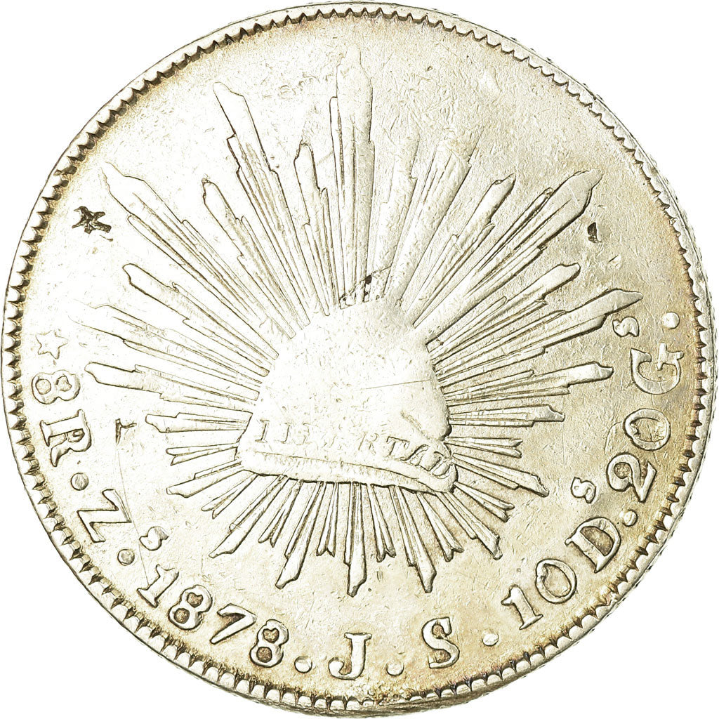 Coin, Mexico, 8 Reales, 1878, Zacatecas, VF(30-35), Silver, KM:377.13