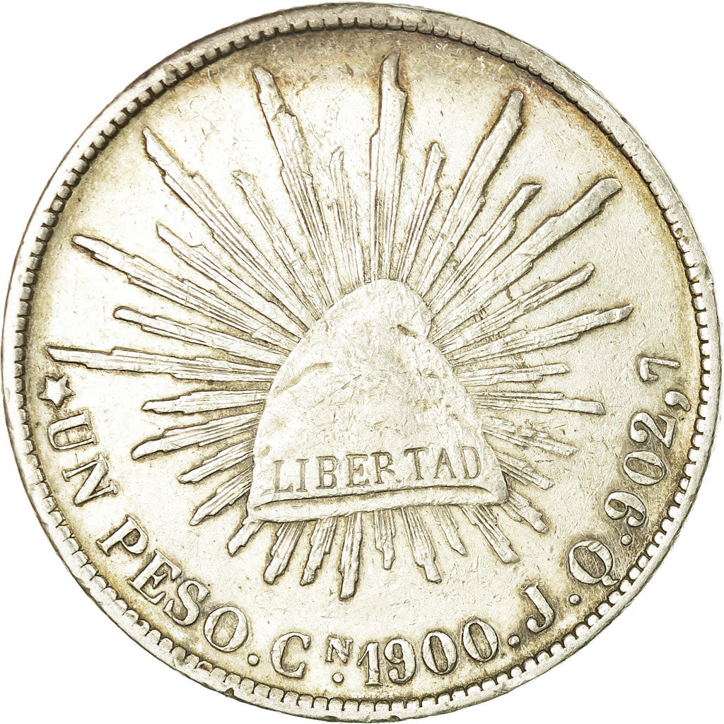 Moneda, México, Peso, 1900, Culiacan, MBC, Plata, KM:409