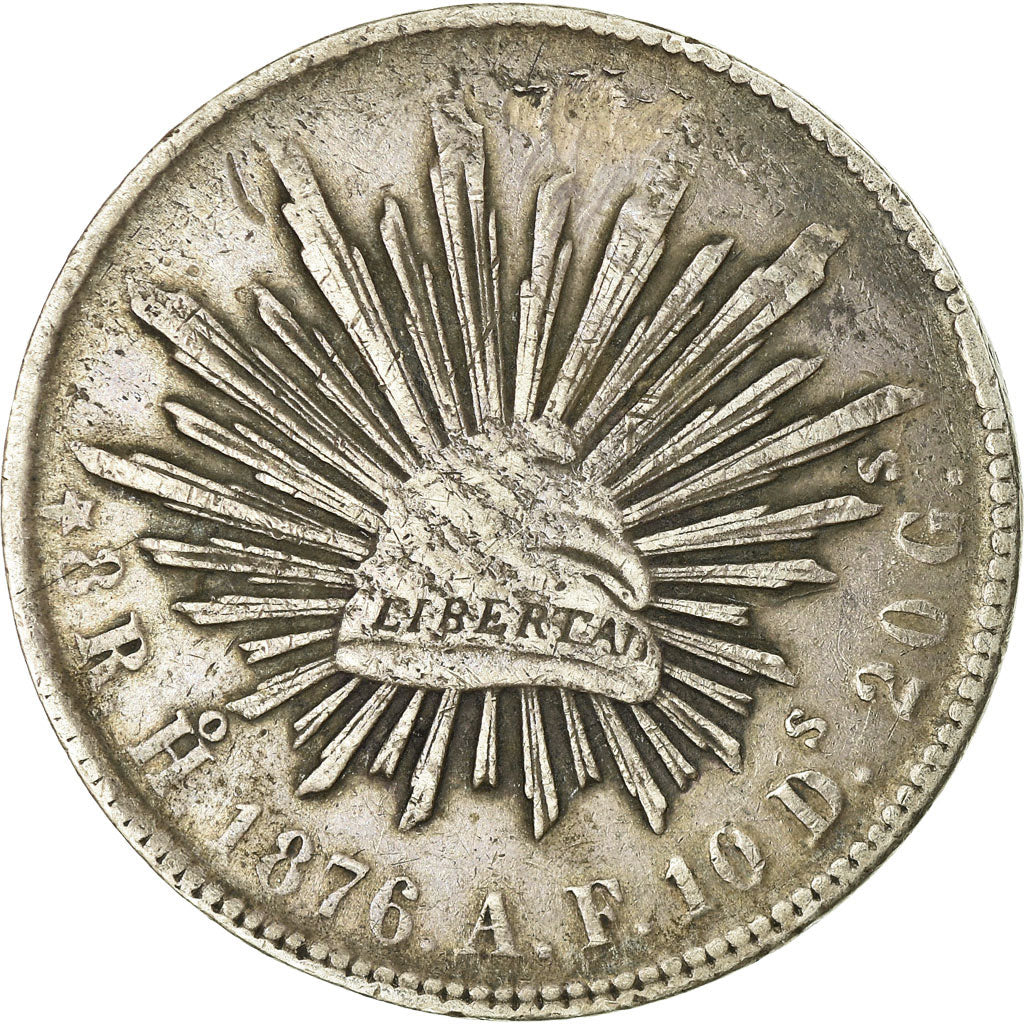 Monnaie, Mexique, 8 Reales, 1876, Hermosillo, TB, Argent, KM:377.9