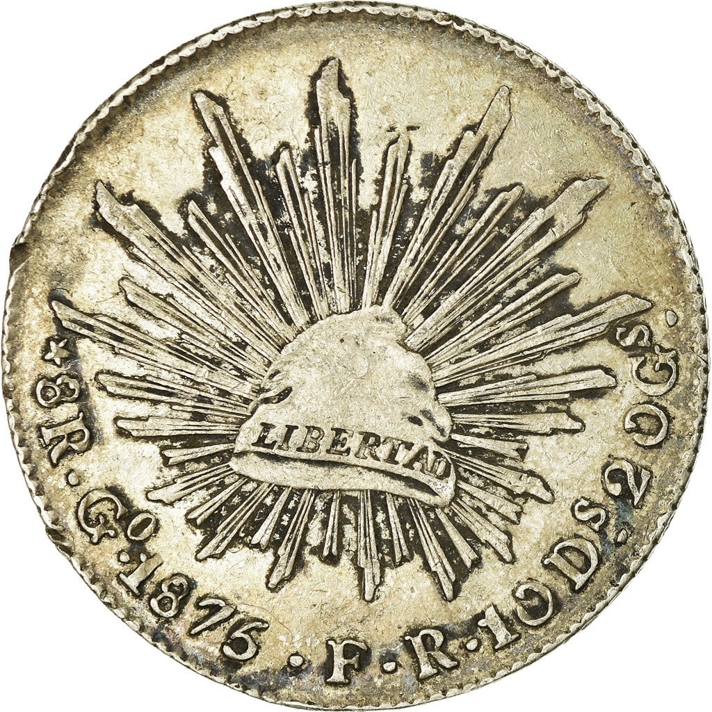Coin, Mexico, 8 Reales, 1875, Guanajuato, EF(40-45), Silver, KM:377.8