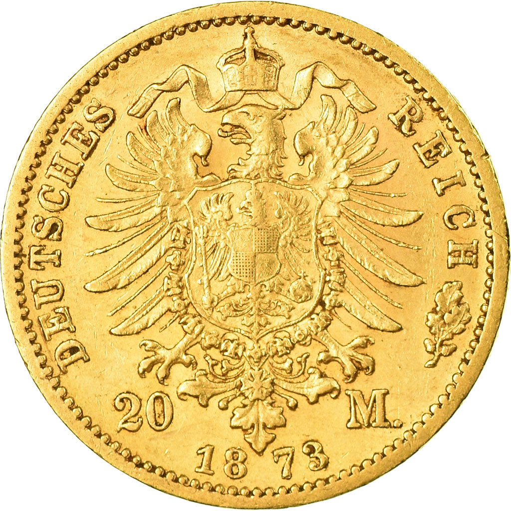Moneda, Estados alemanes, PRUSSIA, Wilhelm I, 20 Mark, 1873, Frankfurt, EBC
