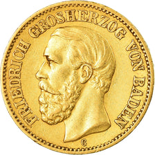 Coin, German States, BADEN, Friedrich I, 20 Mark, 1872, Stuttgart, AU(50-53)