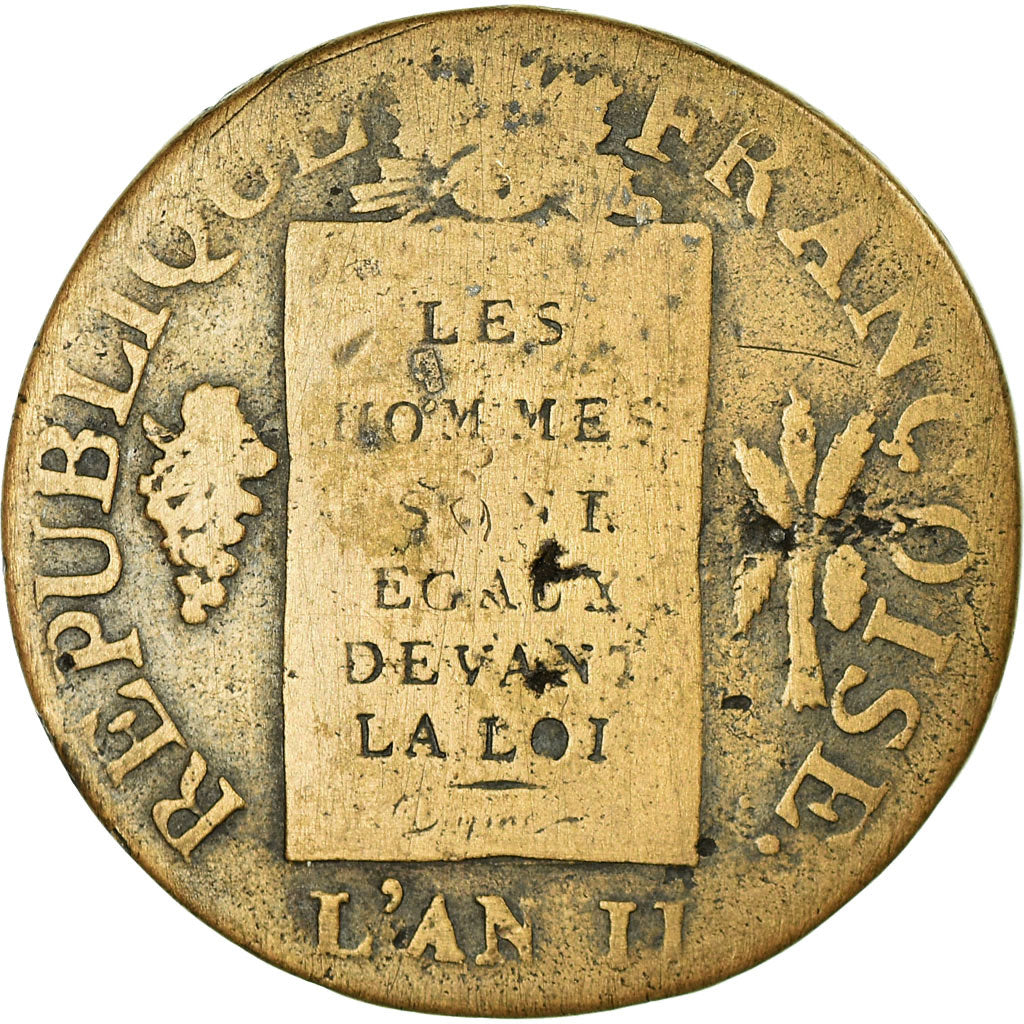 Moeda, França, Sol aux balances françoise, Sol, 1793, Metz, VF(20-25), Bronze