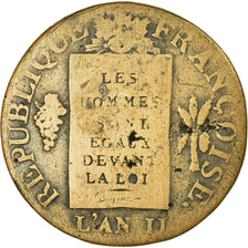 Moeda, França, Sol aux balances françoise, Sol, 1793, Metz, VF(20-25), Bronze
