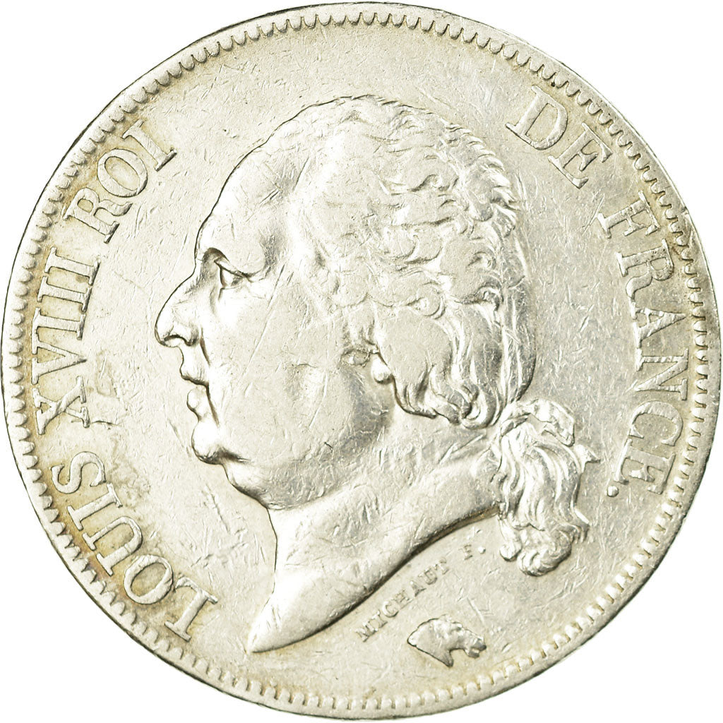 Moneta, Francja, Louis XVIII, Louis XVIII, 5 Francs, 1823, Paris, VF(30-35)