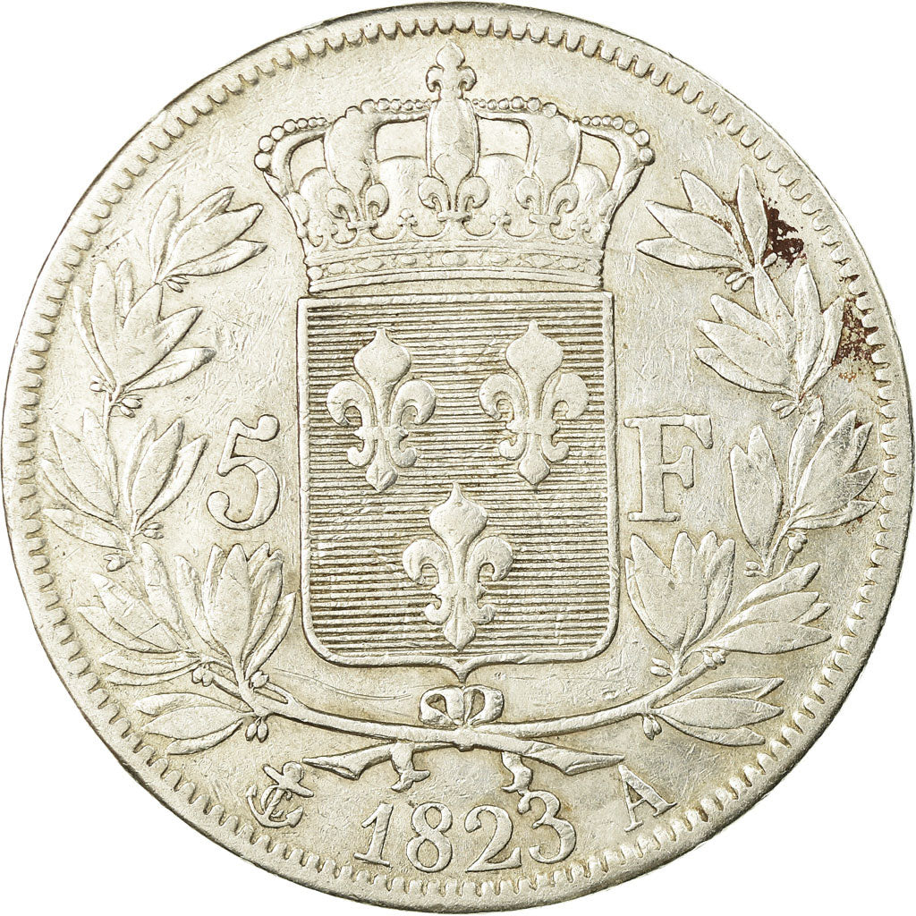 Moneta, Francja, Louis XVIII, Louis XVIII, 5 Francs, 1823, Paris, VF(30-35)