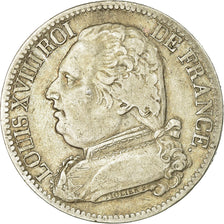 Moeda, França, Louis XVIII, 5 Francs, 1814, Paris, VF(30-35), Prata, KM:702.1