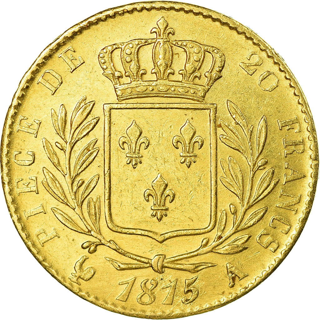 Munten, Frankrijk, Louis XVIII, Louis XVIII, 20 Francs, 1815, Paris, ZF, Goud