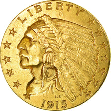 Monnaie, États-Unis, Indian Head, $2.50, Quarter Eagle, 1915, U.S. Mint