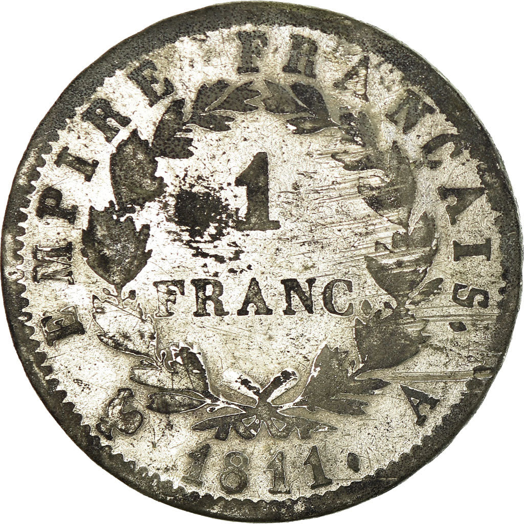Moneta, Francja, Napoléon I, Franc, 1811, Paris, VF(20-25), Srebro, KM:692.1
