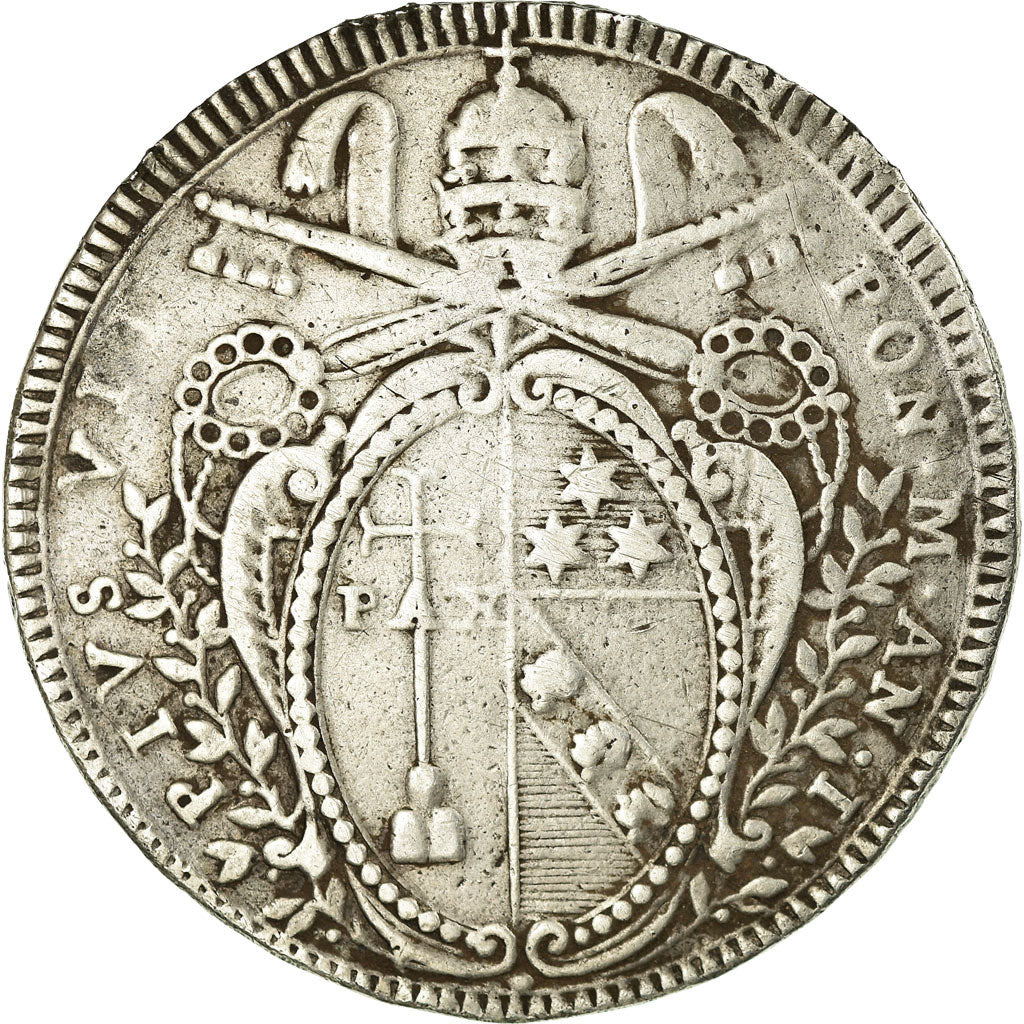 Moneda, Estados italianos, PAPAL STATES, Pius VII, Scudo, 1800, BC+, Plata