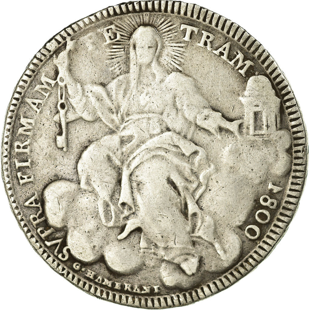 Moneda, Estados italianos, PAPAL STATES, Pius VII, Scudo, 1800, BC+, Plata