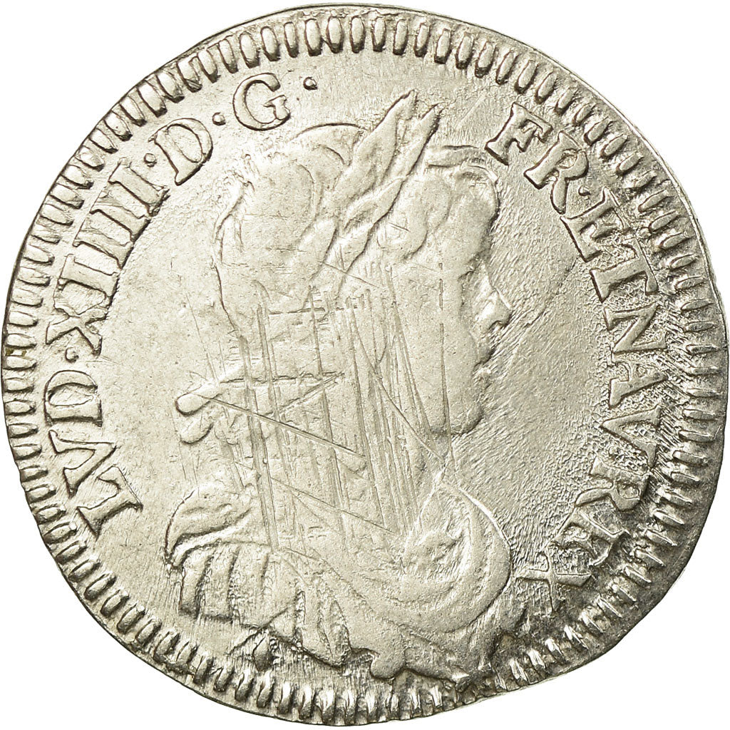 Monnaie, France, Louis XIV, 1/12 Écu à la mèche longue, 1/12 ECU, 10 Sols