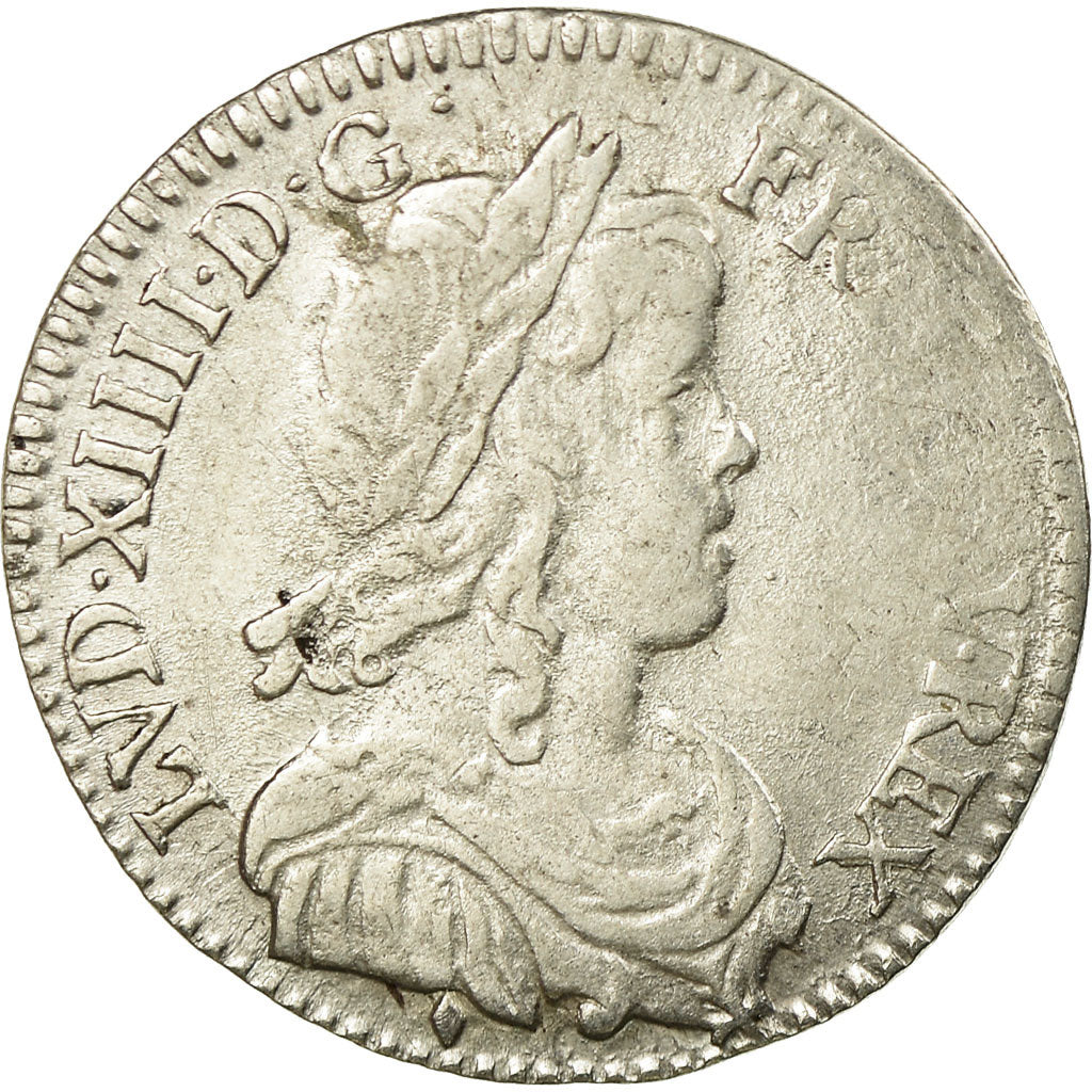 Monnaie, France, Louis XIV, 1/12 Écu à la mèche longue, 1/12 ECU, 10 Sols