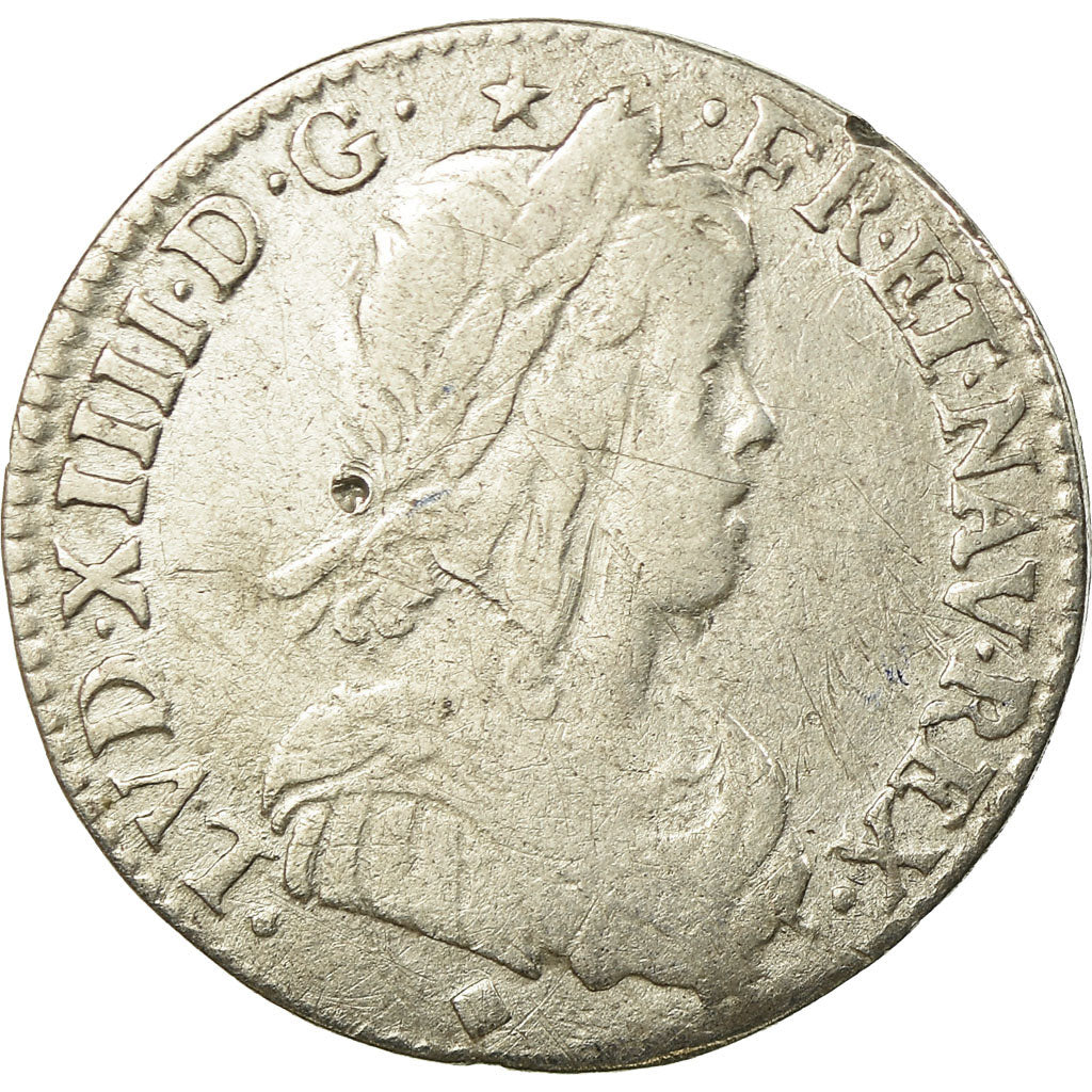Monnaie, France, Louis XIV, 1/12 Écu à la mèche longue, 1/12 ECU, 10 Sols