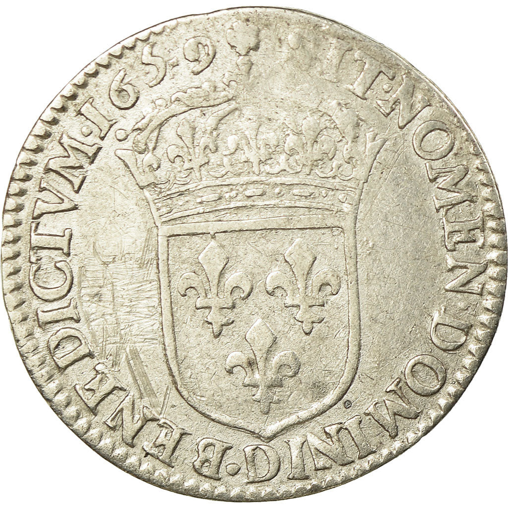 Monnaie, France, Louis XIV, 1/12 Écu à la mèche longue, 1/12 ECU, 10 Sols