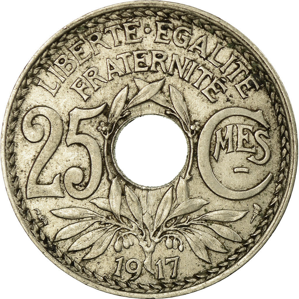 Moneta, Francia, Lindauer, 25 Centimes, 1917, BB, Nichel, KM:867, Gadoury:379