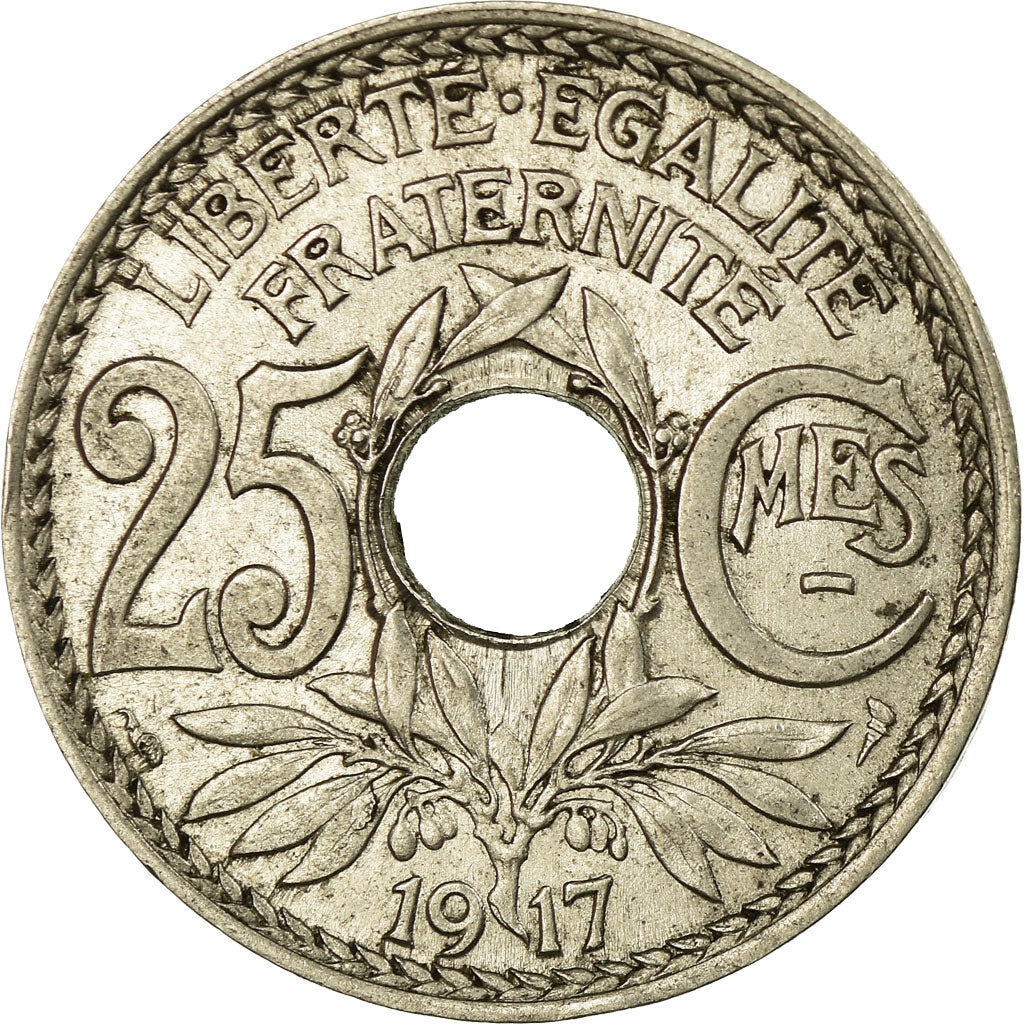 Moneta, Francia, Lindauer, 25 Centimes, 1917, BB+, Nichel, KM:867, Gadoury:379