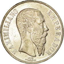 Coin, Mexico, Maximilian, Peso, 1866, Mexico City, EF(40-45), Silver, KM:388.1