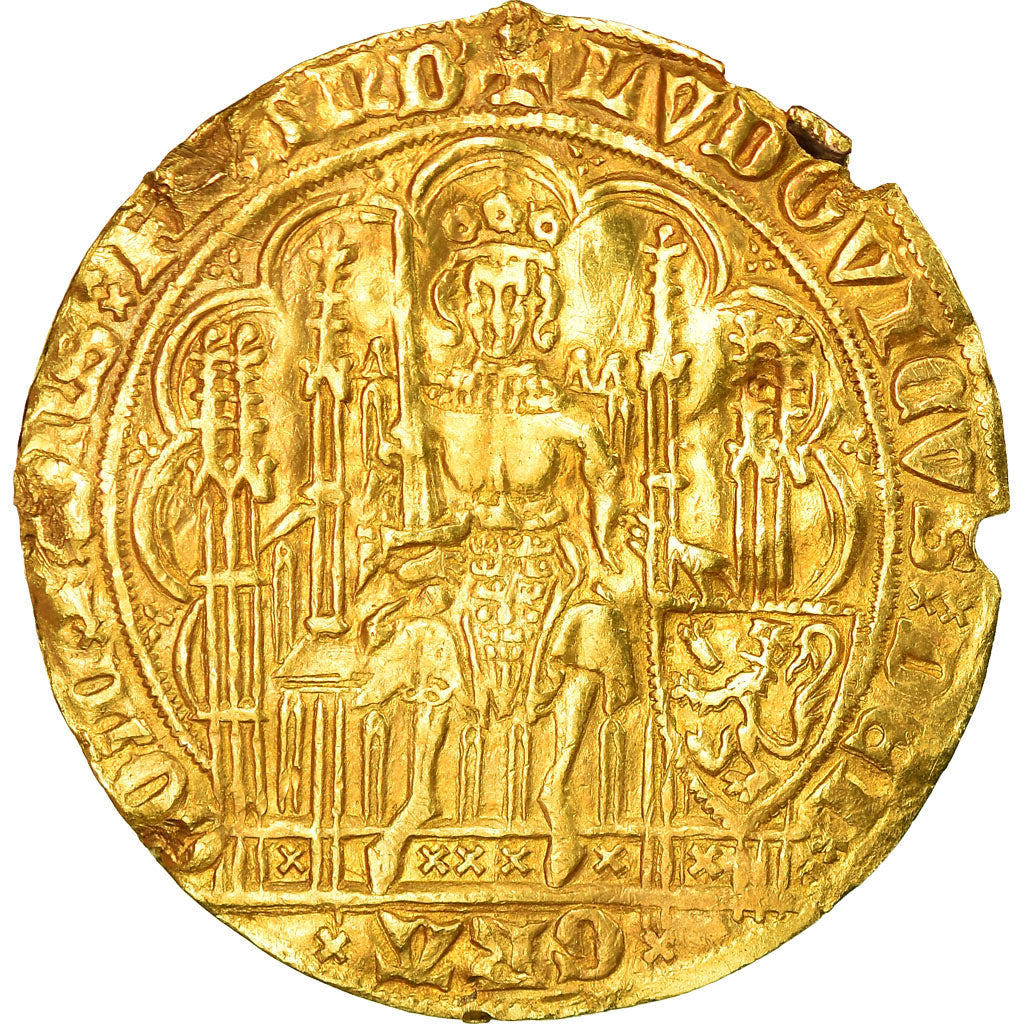 Monnaie, France, Flandre, Louis II de Mâle, Chaise d'or, TB+, Or, Boudeau:2226
