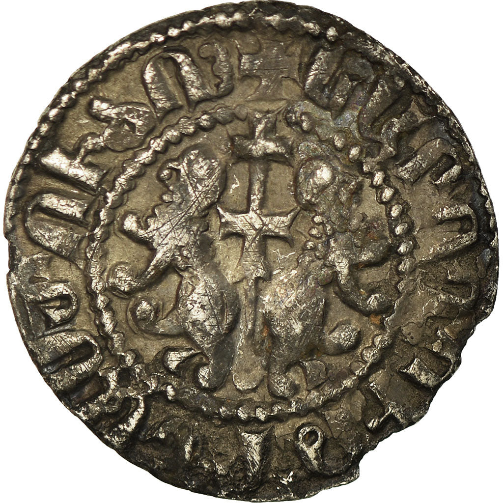Moneda, Armenia, Levon I, Tram, 1198-1219 AD, BC+, Plata