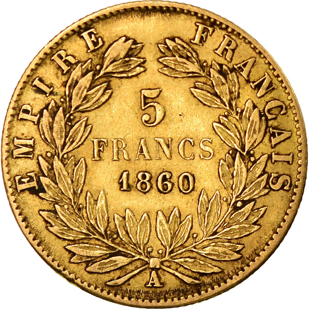 Coin, France, Napoleon III, Napoléon III, 5 Francs, 1860, Paris, VF(30-35)