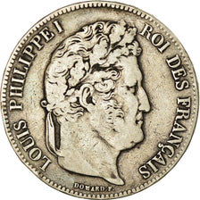 Coin, France, Louis-Philippe, 5 Francs, 1839, Rouen, VF(20-25), Silver