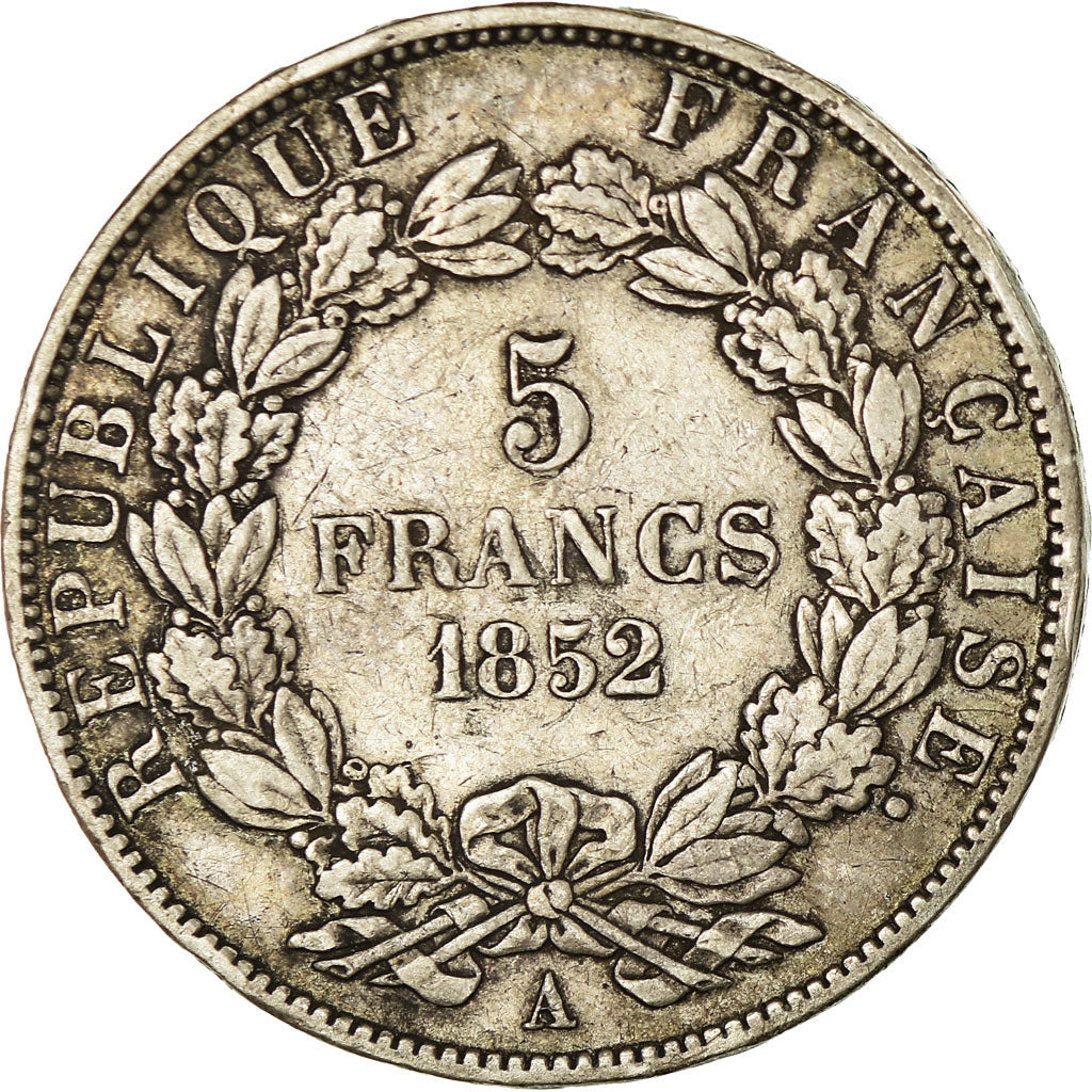 Coin, France, Napoleon III, 5 Francs, 1852, Paris, VF(20-25), Silver, KM:773.1