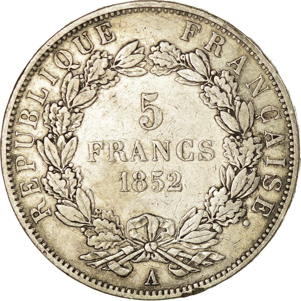 Coin, France, Napoleon III, 5 Francs, 1852, Paris, VF(20-25), Silver, KM:773.1