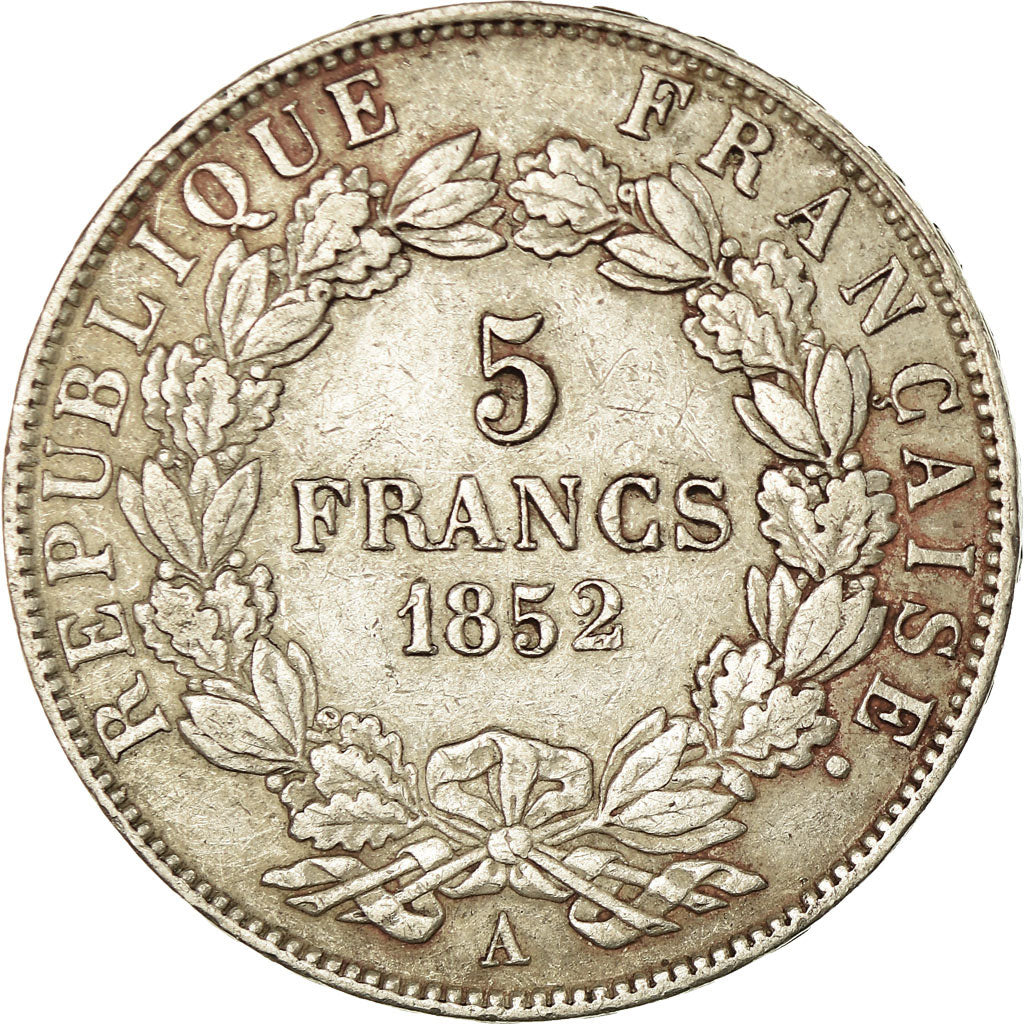 Coin, France, Napoleon III, 5 Francs, 1852, Paris, VF(30-35), Silver, KM:773.1